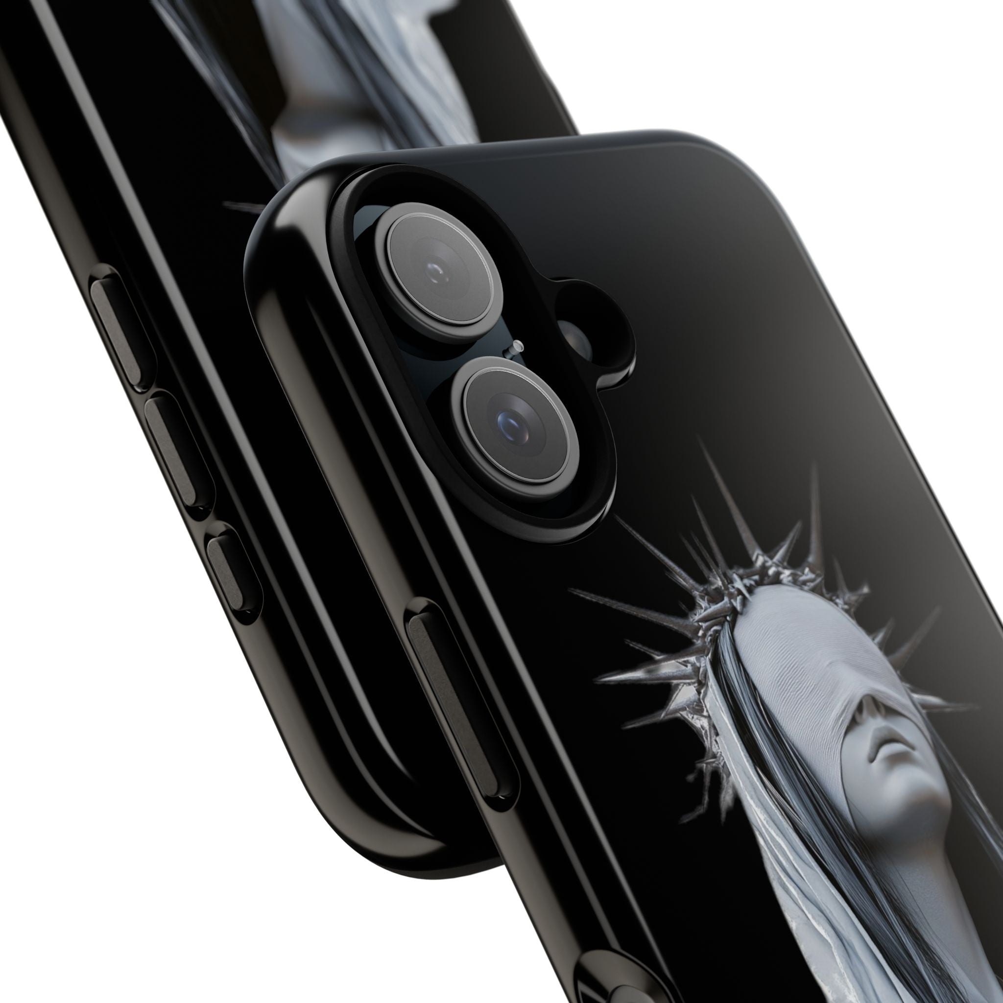 Gothic Statue Phone Case – Blindfolded Lady with Crown Protective Tough Case