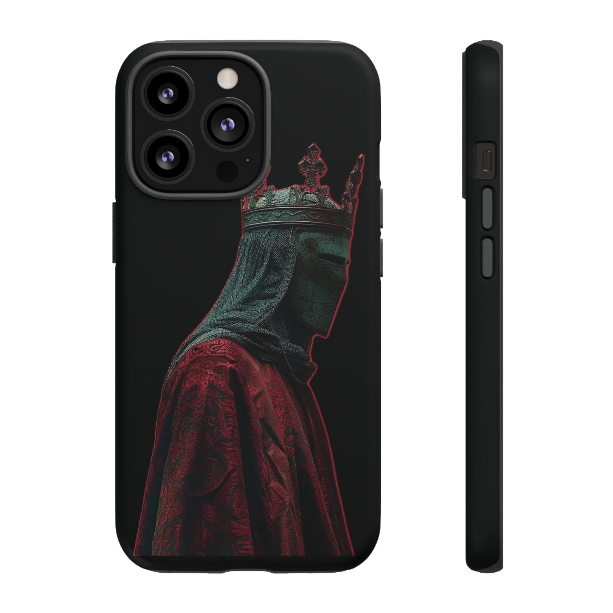 Medieval King Phone Case — Dark Red Gothic Crown Protective Tough Case