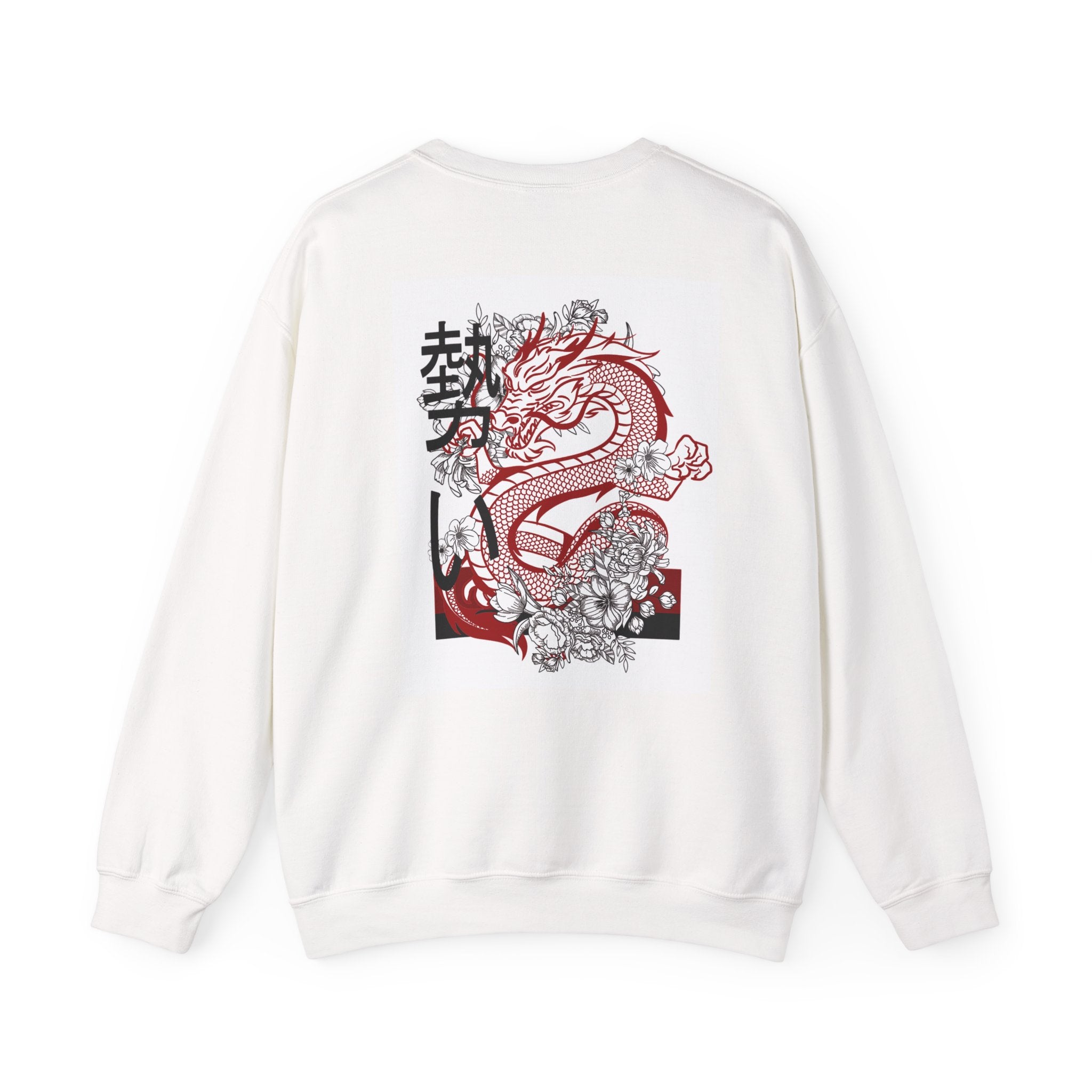 Dragon Floral Crewneck Sweatshirt — Japanese Kanji Heat Design