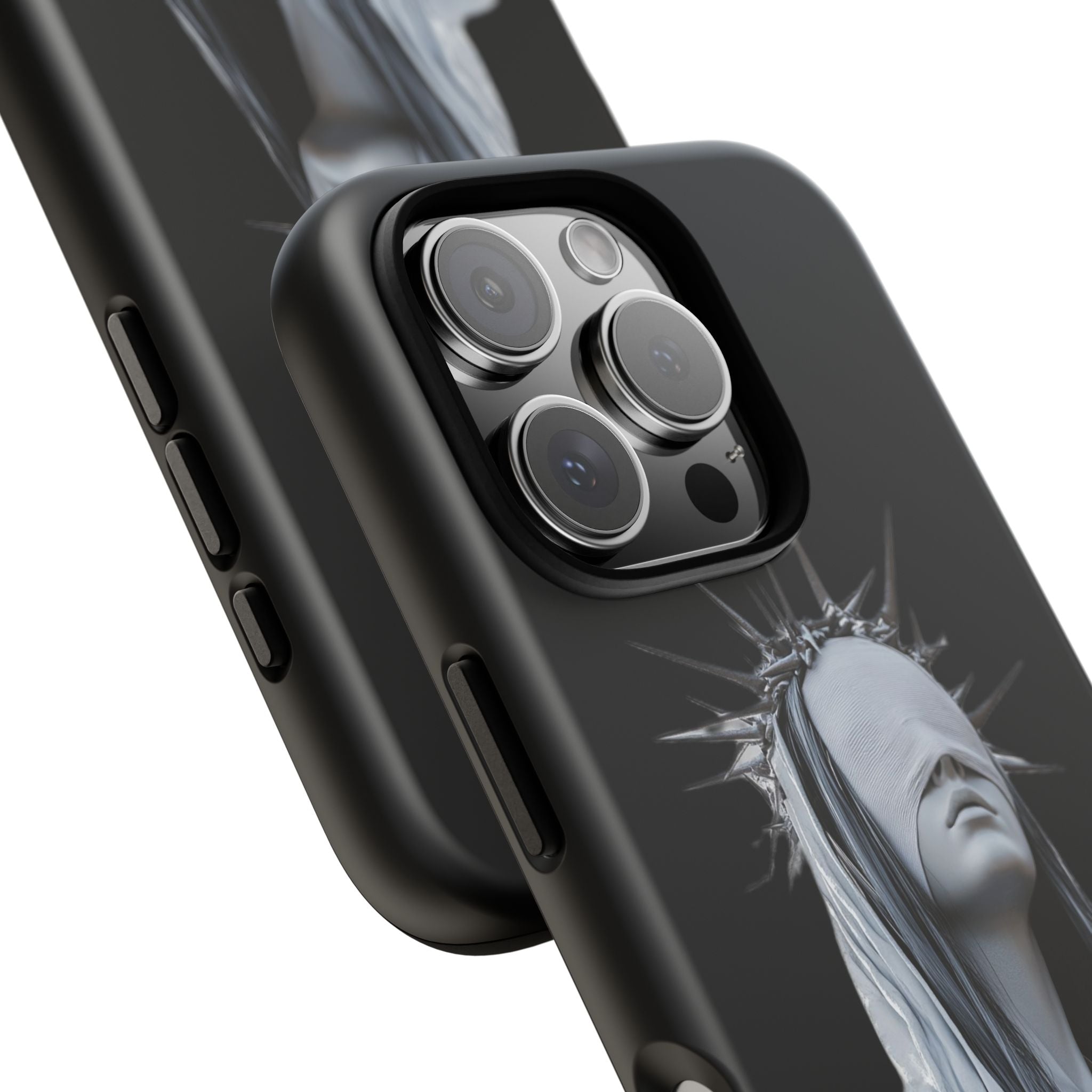 Gothic Statue Phone Case – Blindfolded Lady with Crown Protective Tough Case