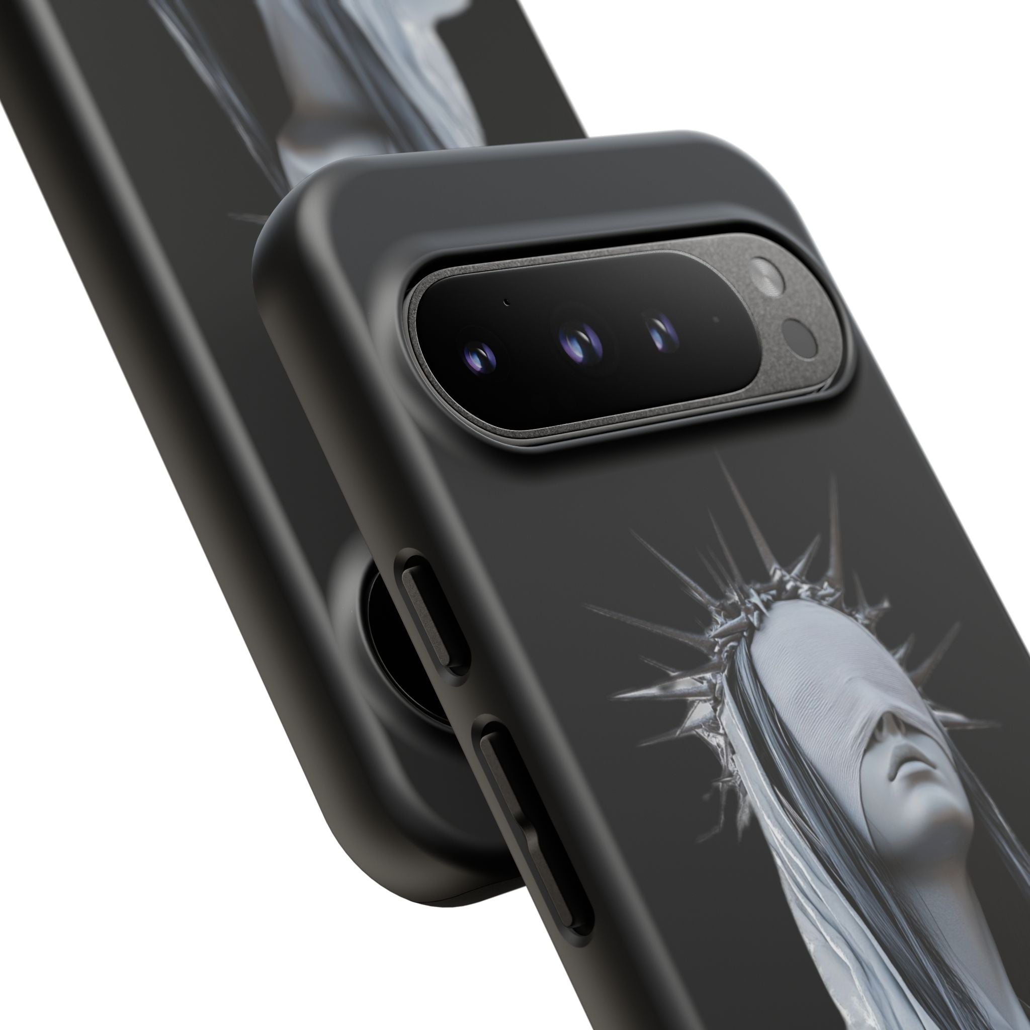 Gothic Statue Phone Case – Blindfolded Lady with Crown Protective Tough Case