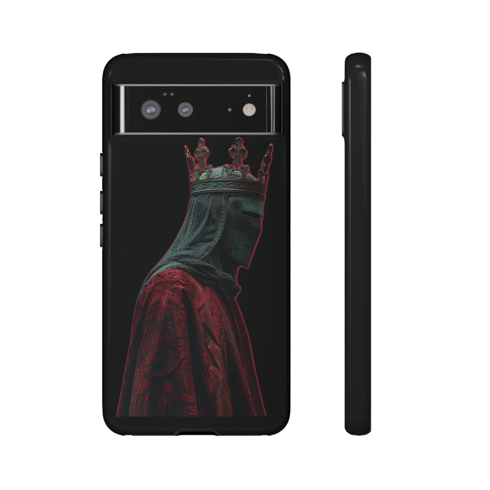 Medieval King Phone Case — Dark Red Gothic Crown Protective Tough Case