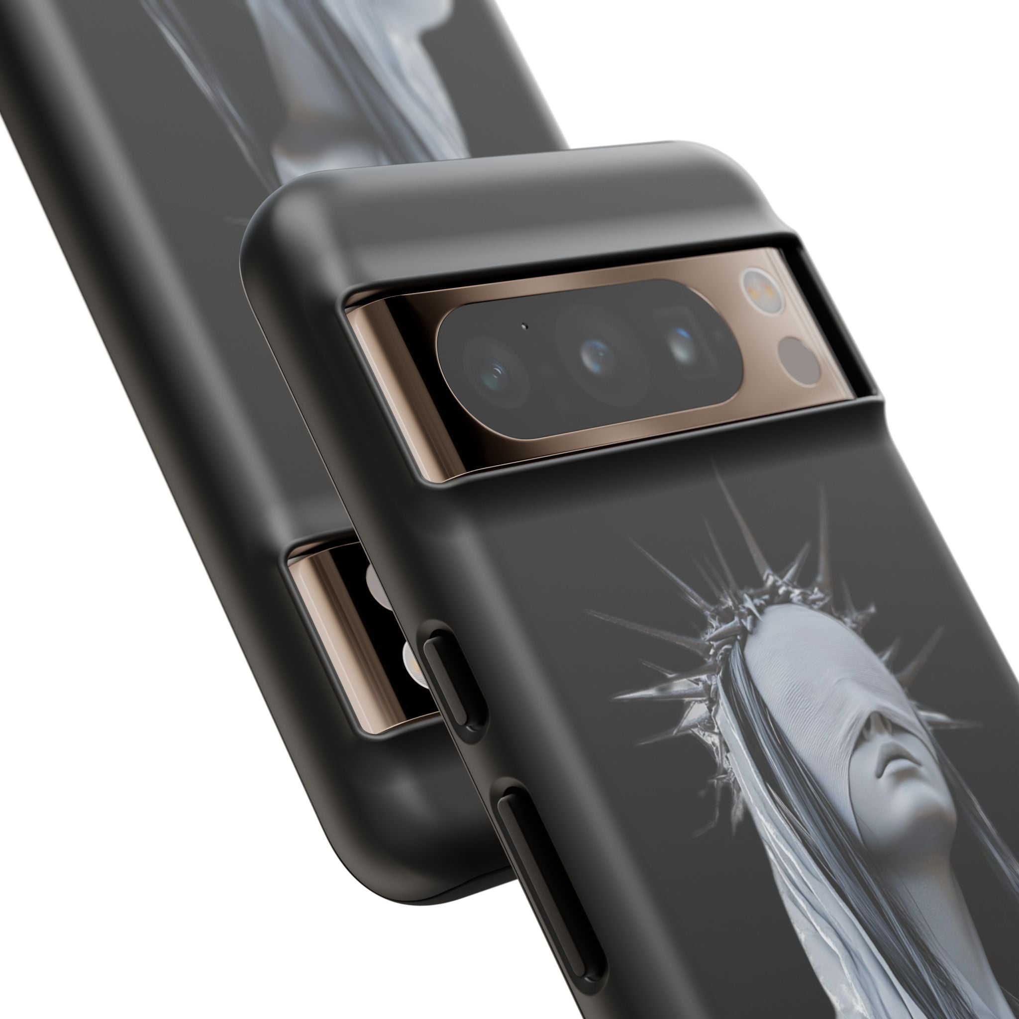 Gothic Statue Phone Case – Blindfolded Lady with Crown Protective Tough Case