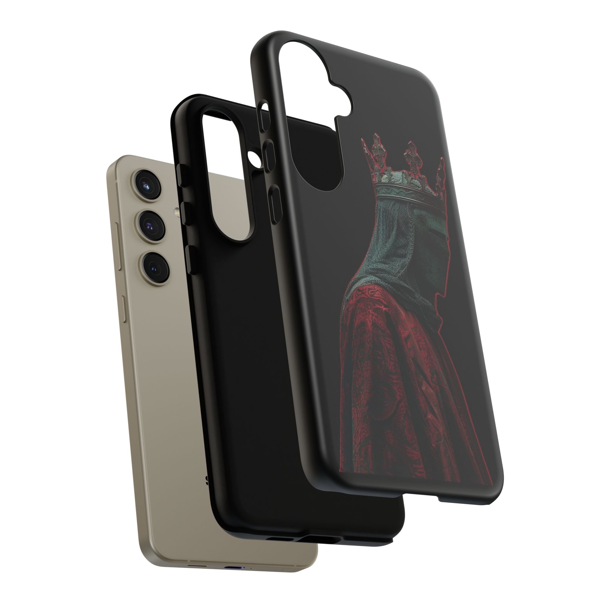 Medieval King Phone Case — Dark Red Gothic Crown Protective Tough Case